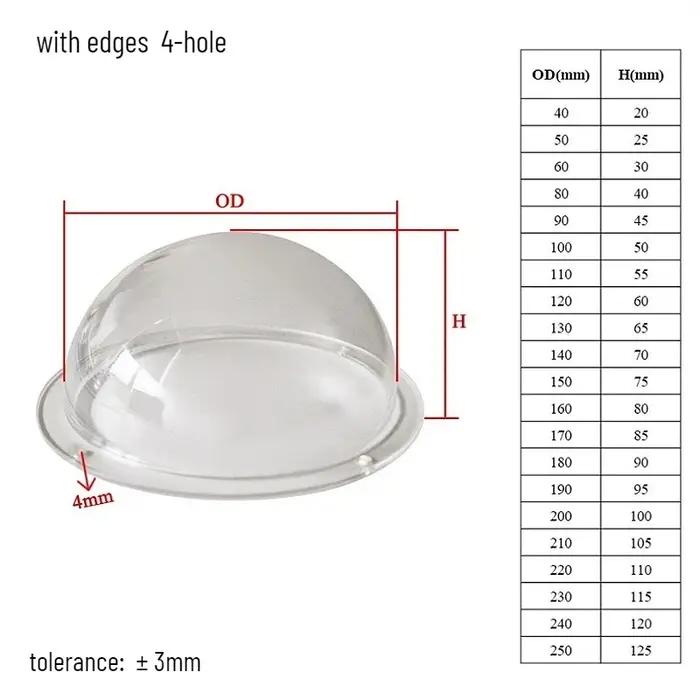 Couvercle de dôme Transparent en acrylique pour caméra de vidéosurveillance intérieure/extérieure hémisphère