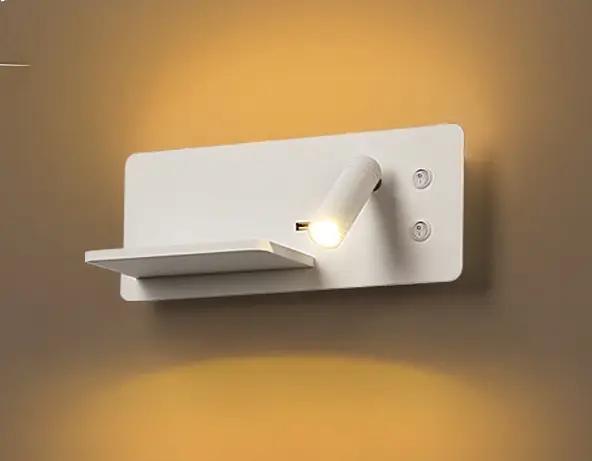 Applique murale LED à chargement sans fil moderne pour chambre à coucher, charge USB, éclairage de lecture rotatif, idéale pour salon, hôtel et occasions spéciales