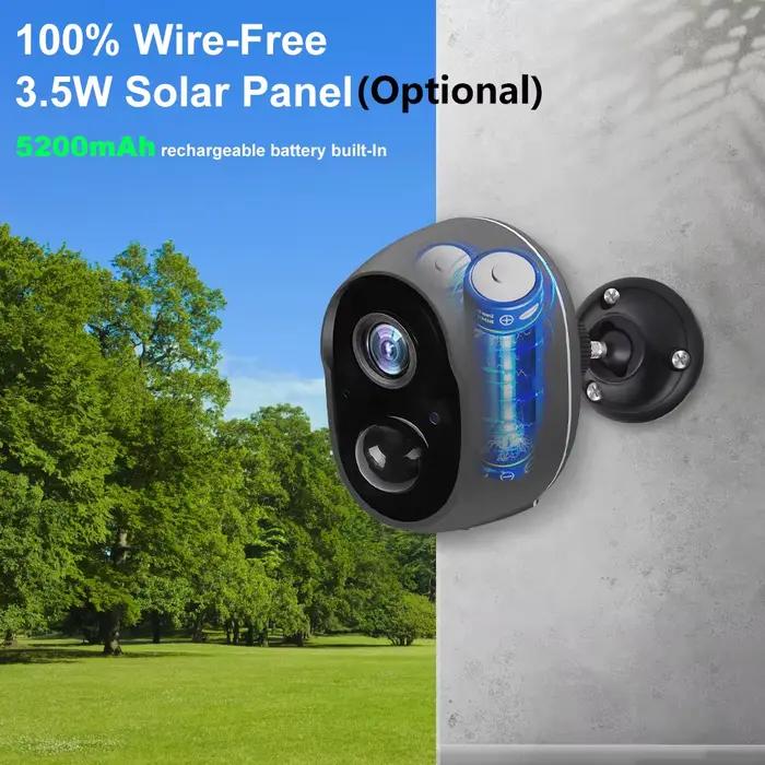 3MP Tuya Smart Life APP batterie Rechargeable sans fil WiFi extérieur solaire infrarouge Buzzer sirène sécurité Surveillance CCTV caméra