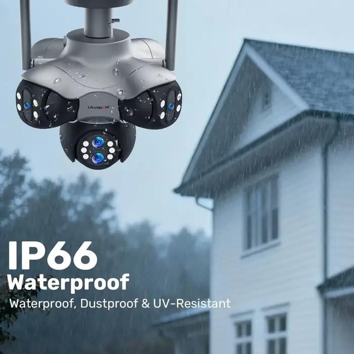 LS VISION Wifi PTZ caméra de sécurité panoramique extérieure 6 objectifs 5 écrans couleur nuit CCTV caméras de Surveillance vidéo sans fil 30MP