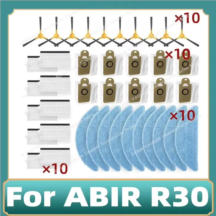 Pour ABIR R30 Robot aspirateur brosse latérale filtre Hepa vadrouille tissus sacs à poussière access