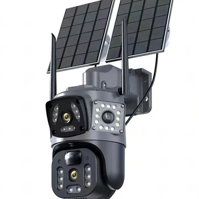 Caméra solaire wifi V360PRO trois yeux et deux images caméra solaire extérieure à Circuit fermé PTZ