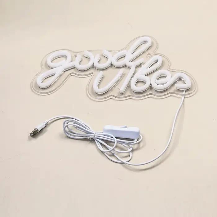 Chi-buy LED néon bonnes vibrations USB alimenté enseignes au néon veilleuse 3D mur Art & salle de je