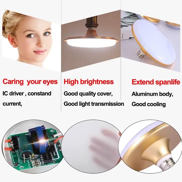 Ampoule LED Ampoule E27 Lampe Projecteur 15/20/30/40/50/60W Lampes UFO 220V pour la maison salon maison éclairage cuisine