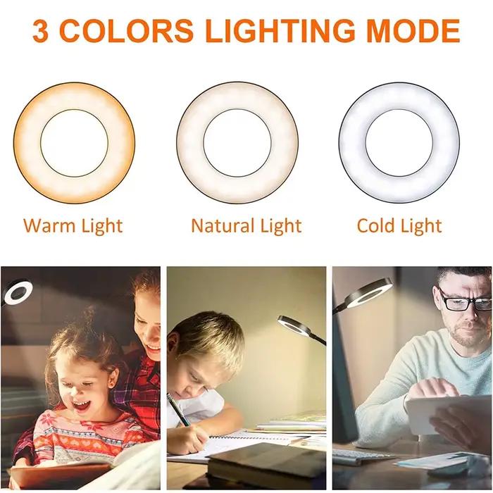 Lampe de bureau à clipser 48 LED 360 ° Lampe de Table de lecture à col de cygne Flexible, pince USB