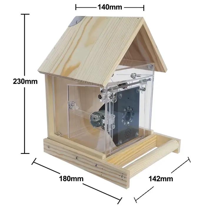 Mangeoire à oiseaux Tuya avec caméra HD, vision nocturne infrarouge, contrôle à distance via application Smart Life, design en bois, distributeur de nourriture pour oiseaux, idéal pour l'observation personnelle et les cadeaux aux amoureux de la nature