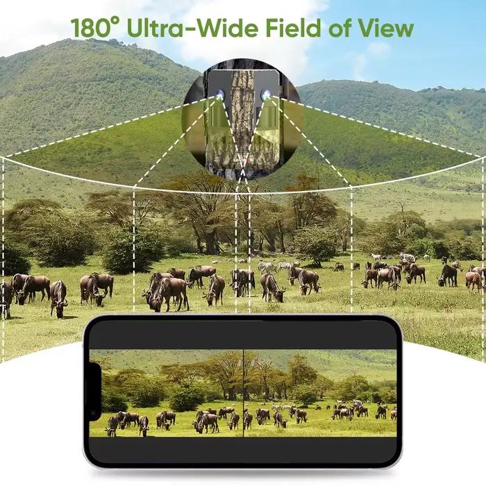 LS VISION 20MP 180 ° Caméra de chasse solaire 4G à double objectif