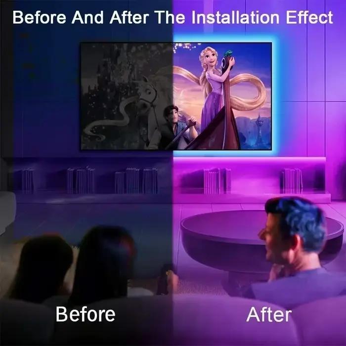 Bande lumineuse LED USB flexible pour décoration de salon chambre fête avec contrôle Bluetooth télécommande infrarouge et application mobile occasion spéciale