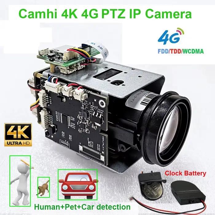 Camhi 4K 8MP 360X Zoom PTZ 4G caméra IP Auto IRIS P2P ONVIF IMX415 prise en charge SD 256GB