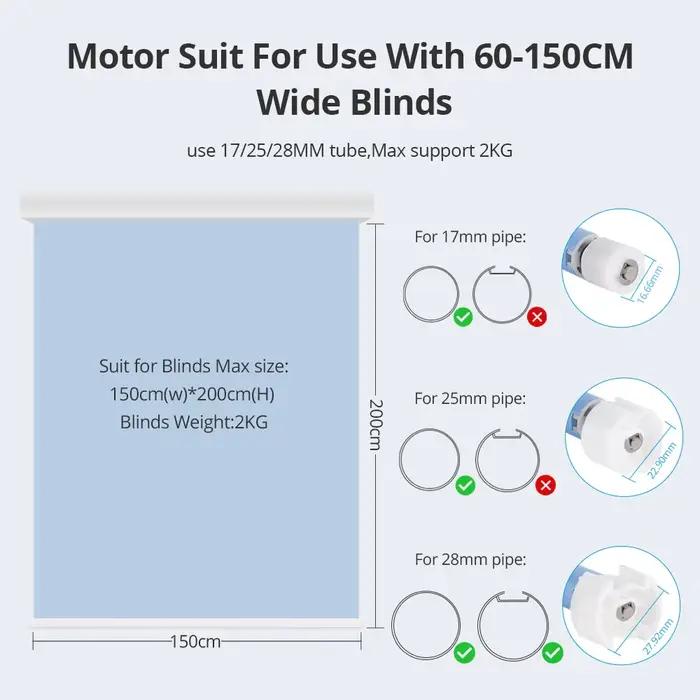 Zemismart Matter sur fil moteur de stores à rouleau intelligent pour Tube de 25mm 28mm batterie intégrée Homekit Google Home Smartthings