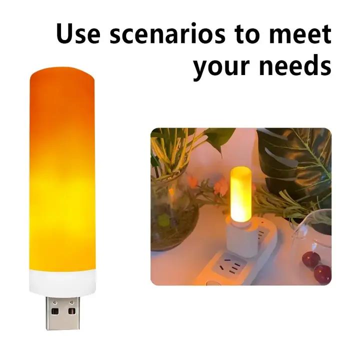 Lampe de nuit LED USB, ampoules à flamme simulée