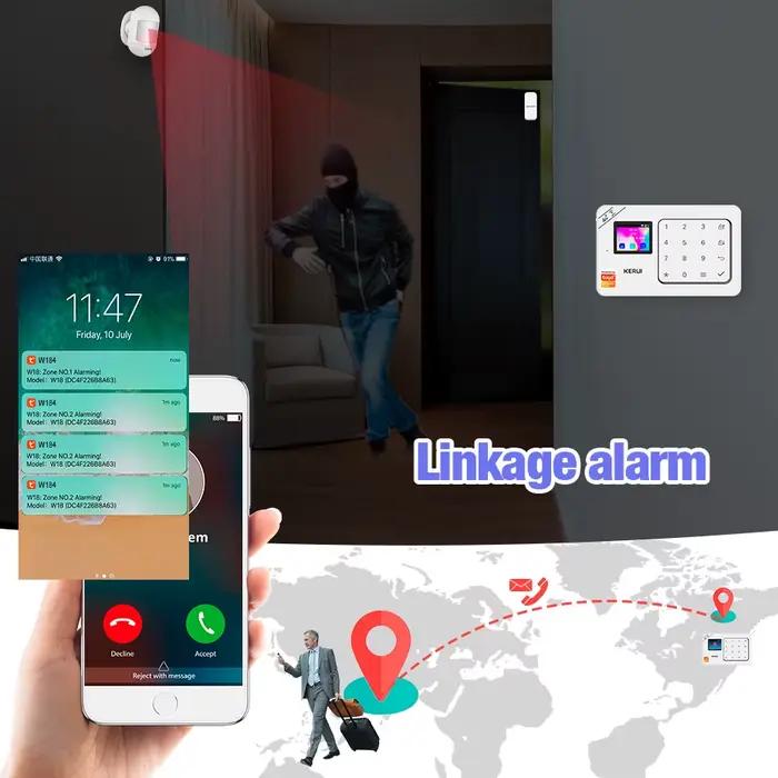 KERUI Kit d'alarme domestique sans fil WiFi GSM antivol avec écran tactile Tuya Smart Life App système
