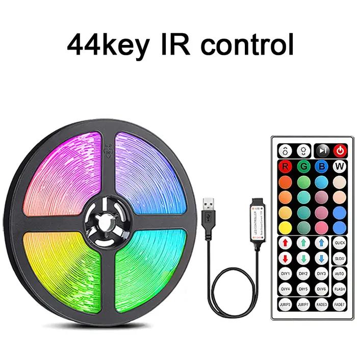 Bande lumineuse LED Mikenoon pour décoration de fête et éclairage de chambre à coucher 5V, RGB, avec télécommande à 44 touches