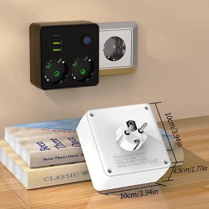 Multiprise murale EU avec 2 ports USB et 1 port Type-C, 2500W