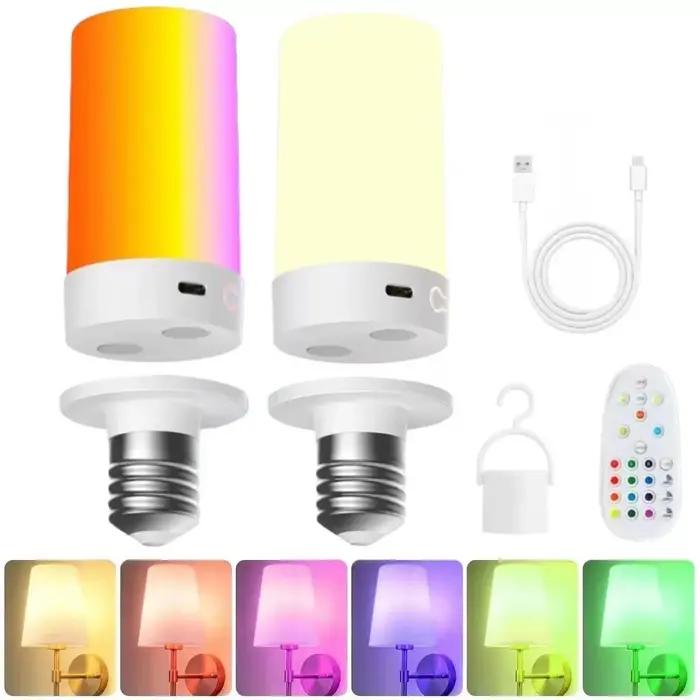 Ampoule rechargeable magnétique USB avec batterie intégrée, applique murale cylindrique, luminaire LED avec température de couleur ajustable pour éclairage intérieur et extérieur occasions spéciales