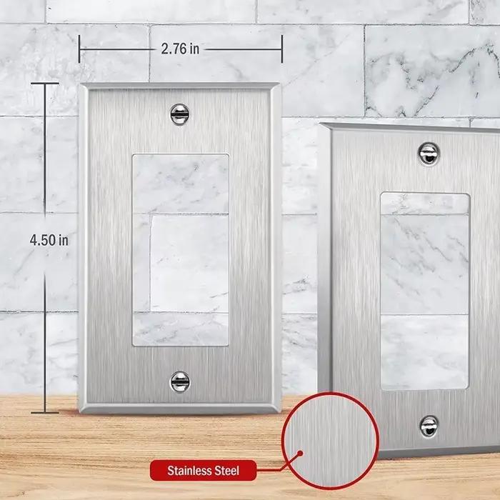 Cache-prise décoratif en acier inoxydable pour interrupteurs et prises