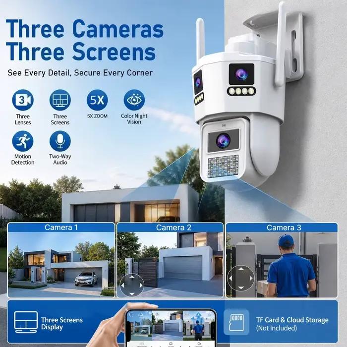 Caméra WiFi extérieure JOOAN 6K 12MP à trois objectifs