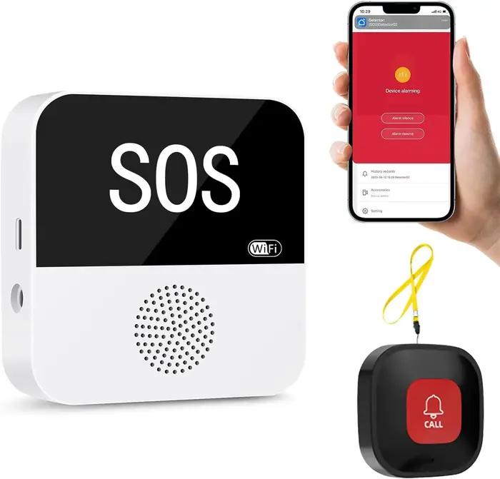 Bouton d'appel SOS intelligent sans fil WiFi pour personnes âgées et patients handicapés couleur or blanc rouge vert sécurité maison famille occasions spéciales