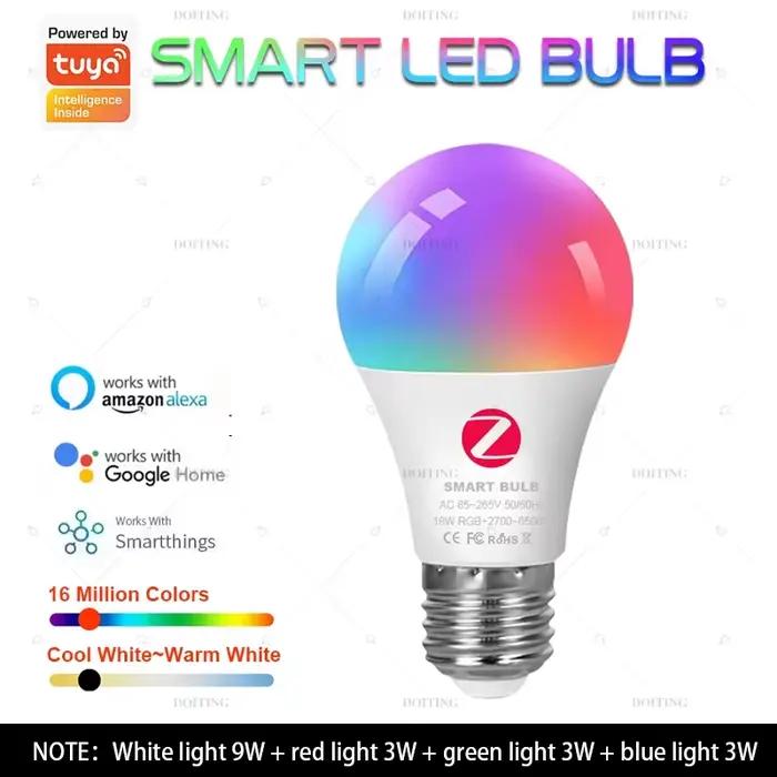 Zigbee 3.0 ampoule Led intelligente 110V 220V E27 B22 lampes RGBCW fonctionne avec Alexa Echo Plus G