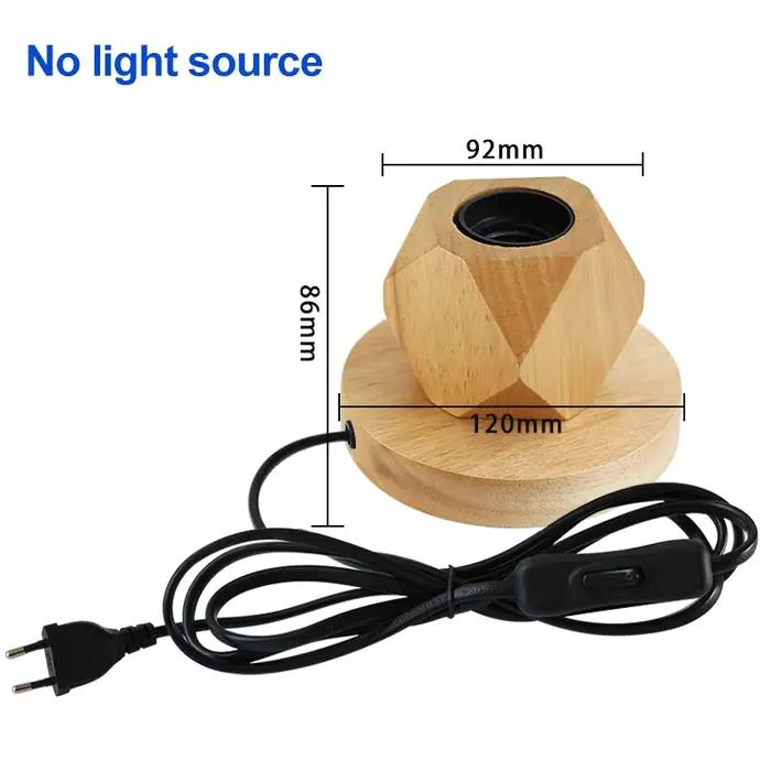 Lampe de Table en bois rétro moderne polyèdre E27