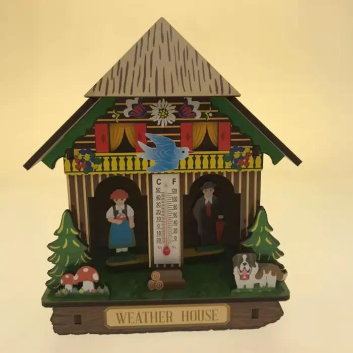 Baromètre de maison en bois créatif