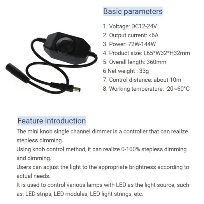 Bouton interrupteur variateur contrôleur 6A pour lampe de Table de chevet lampe d'armoire suspension