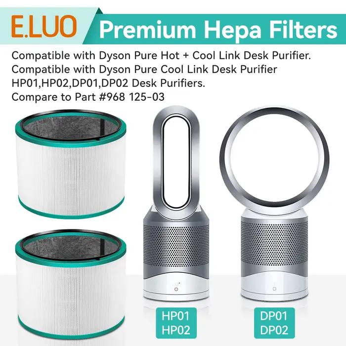 Lot de 2 filtres HEPA HP01 HP02 compatibles avec les purificateurs de bureau Dyson HP01 HP02 DP01 DP