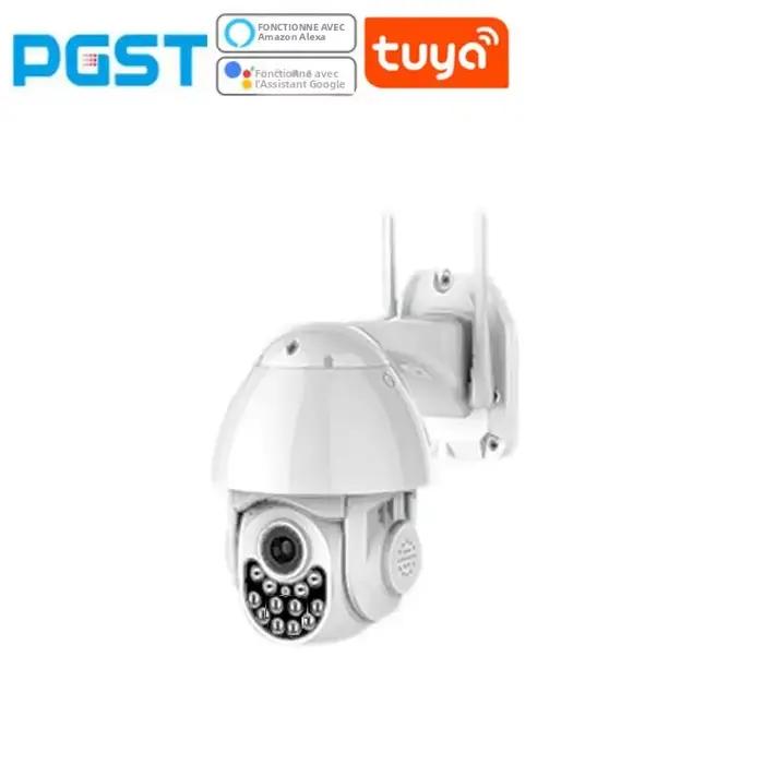 Caméra de sécurité extérieure Tuya 3MP PTZ Wifi avec vidéosurveillance Audio IP Compatible avec le système d'alarme intelligent PGST