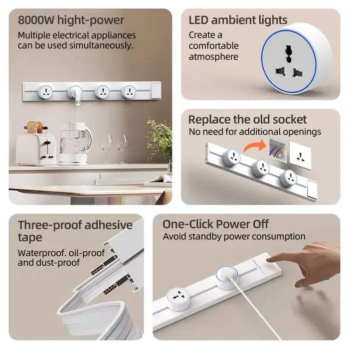 Prise murale 8000W avec interrupteur FR adaptatrice mobile Standard EU US UK et ports USB pour usage résidentiel et général occasions spéciales