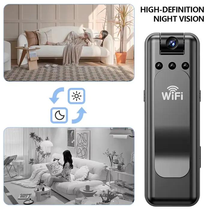 Caméra de surveillance sans fil WiFi portable pour la sécurité intérieure et extérieure avec détection de mouvement et enregistrement audio vidéo