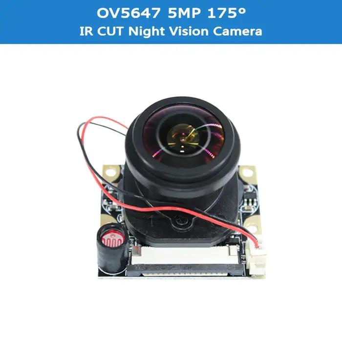 Caméra de Vision nocturne Raspberry Pi avec 2 lumières infrarouges 5MP OV5647 Webcam 75 175