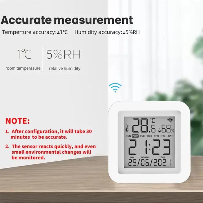 Capteur de Température et Humidité Wi-Fi pour Maison Intelligente Compatible avec Alexa Google Assistant Surveillance en Temps Réel Plage de Mesure 0°C à 60°C Précision ±1°C Économisez sur la Qualité de l'Air