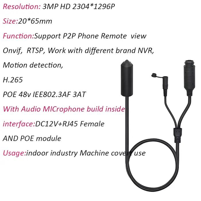 Caméra IP Miniature Cylindrique POE P2P Onvif 1080P 8MP 5MP 3MP avec Audio pour l'Industrie - Vente