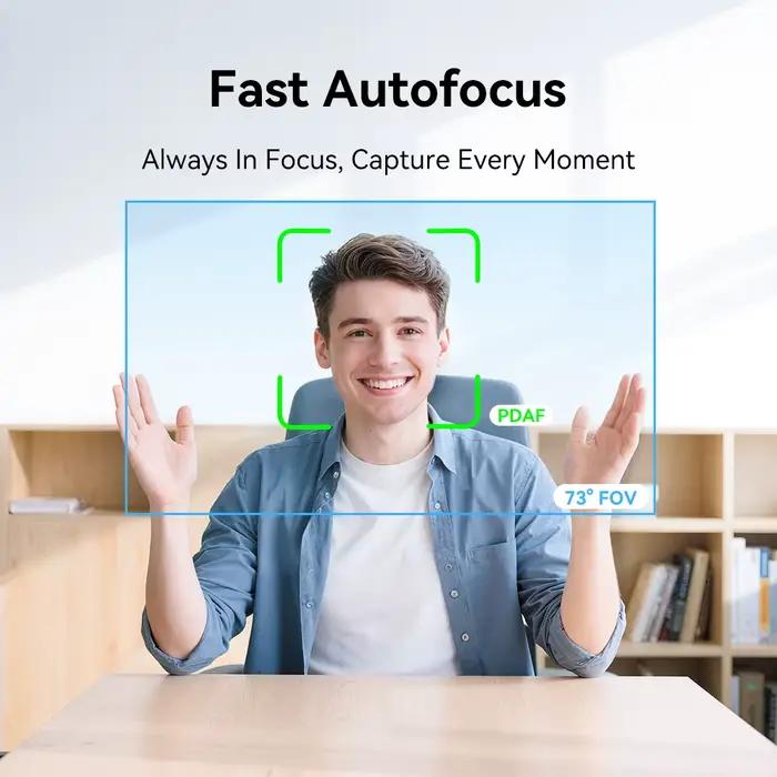 Webcam EMEET C60E 4K Ultra HD Autofocus Caméra pour Visioconférences Streaming Appels Vidéo Occasions Spéciales