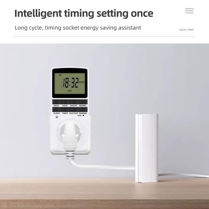 Minuterie numérique électronique cyclique 24 heures programmable avec 10 groupes de paramètres pour cuisine et domotique design enfichable