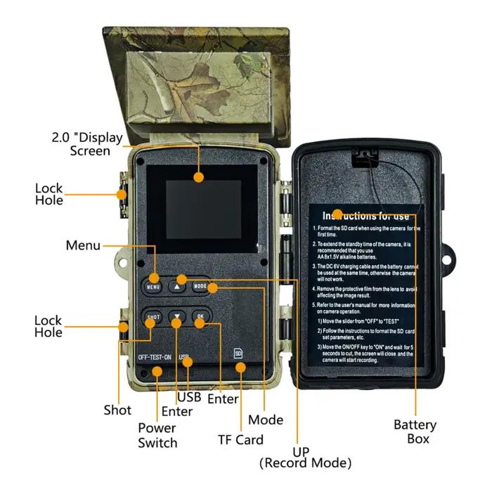 Nouvelle Caméra de Chasse Solaire 2026 4K 5K 60MP WiFi Étanche IP66 Grand Angle Vision Nocturne pour Surveillance Extérieure