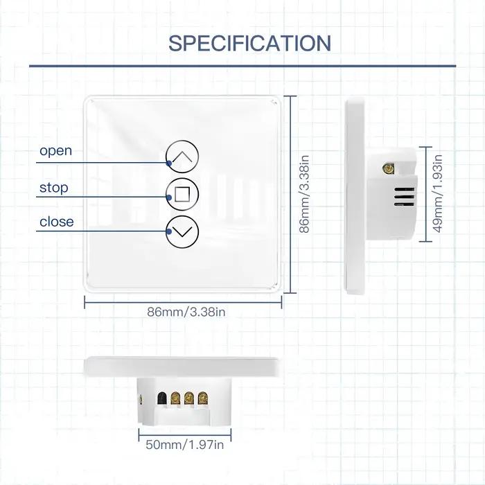 Interrupteur de Rideau Wi-Fi Intelligent 2.5D Arc Verre Écran Tactile Compatible avec Alexa Google Home Pour Contrôle de Stores Roulants Volets Occasions Spéciales Modernisation Maison Confort Technologie Avancée