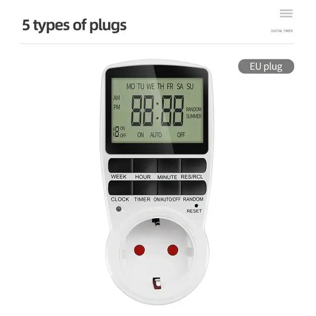 Minuterie numérique électronique, prise ue FR BR, minuteries de cuisine, 230V, 7 jours, 12/24 heures, contrôle Programmable, prise de synchronisation