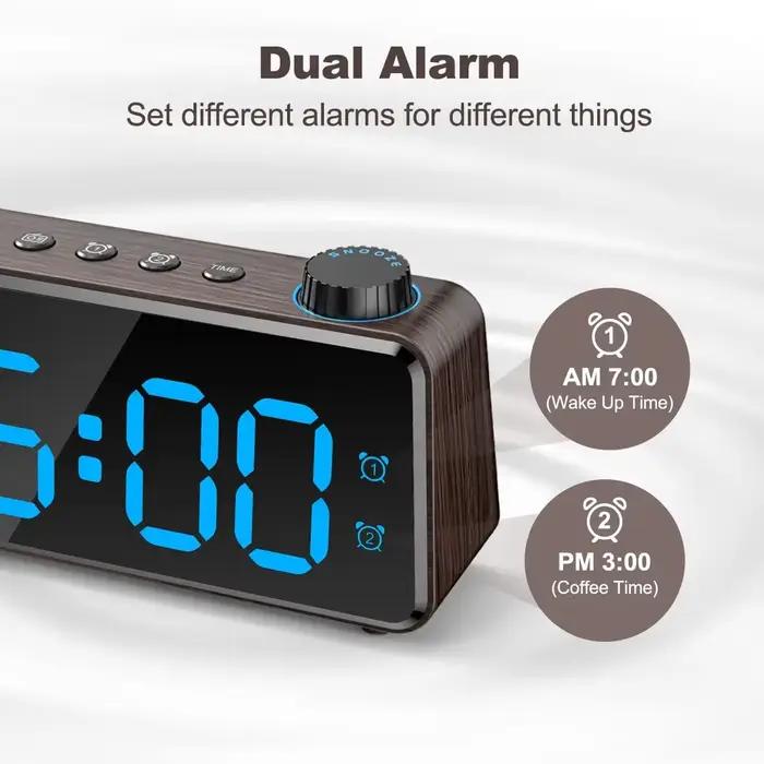 Réveil Numérique Radio FM avec Grand Écran LED
