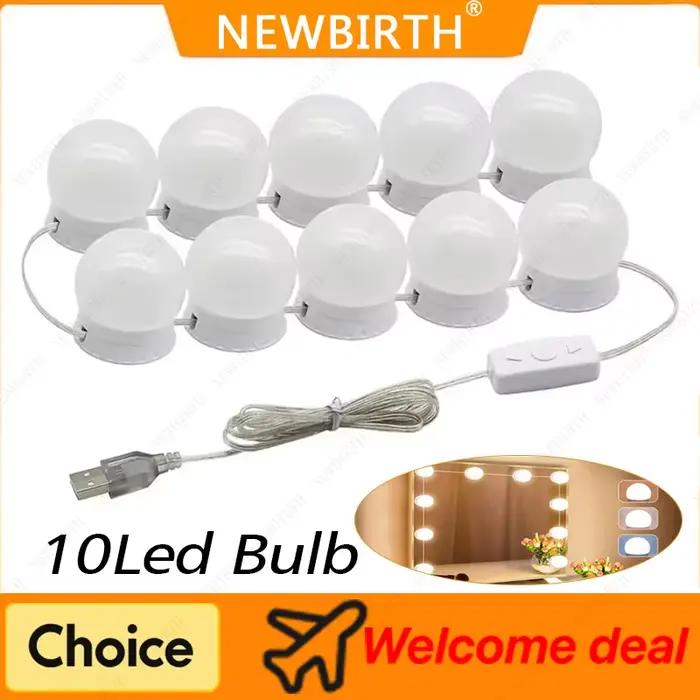 Lampe de miroir LED NEWBIRTH 12V à intensité variable pour coiffeuse avec 3 couleurs d'émission naturelle, blanche chaude et jaune clair pour les occasions spéciales et le quotidien