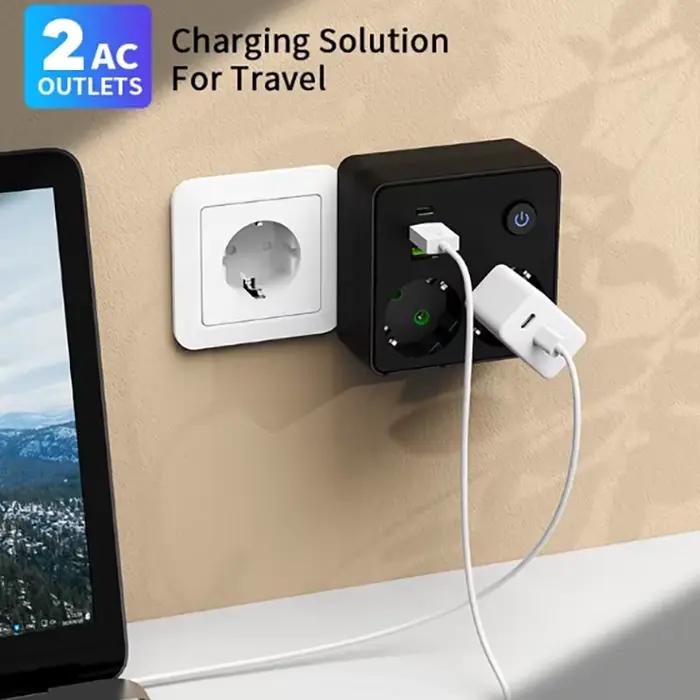 Multiprise murale EU avec 2 ports USB et 1 port Type-C, 2500W