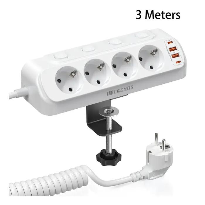 Multiprise HITRENDS EU avec interrupteurs individuels 4 prises AC 4 ports USB-C 20W pour bureau recharge rapide et contrôle d'énergie occasions spéciales