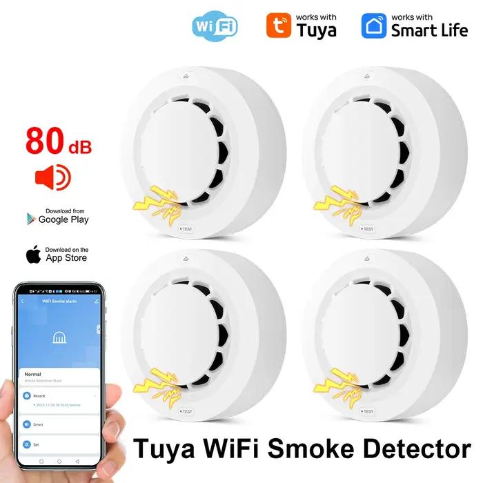 Détecteur de fumée intelligent sans fil haute sensibilité avec alerte sonore 80dB design moderne pour sécurité maison appartement cadeau utile occassions spéciales