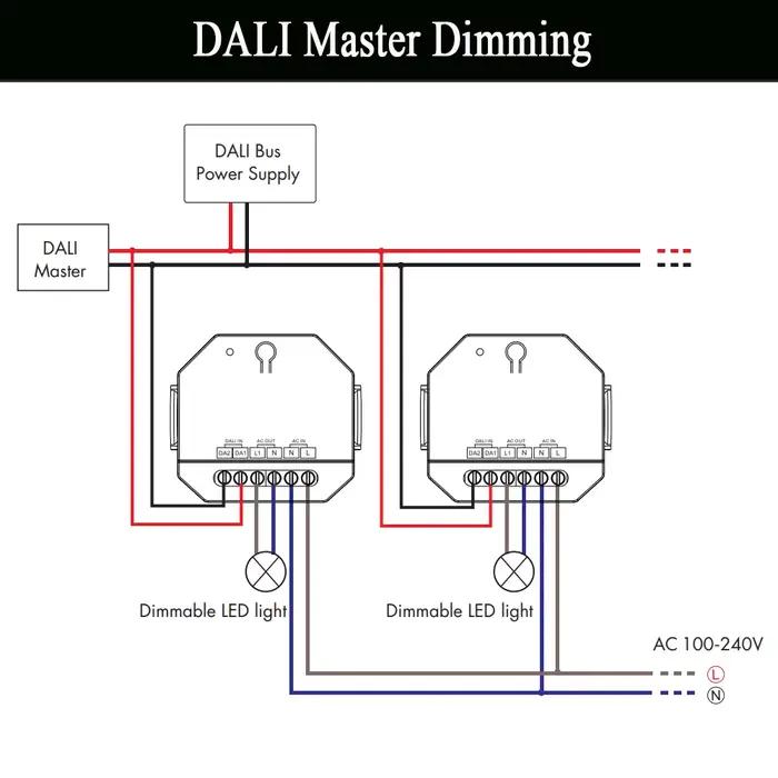 DALI AC Triac variateur DT-C avec interrupteur poussoir gradation traînant DT4 bord