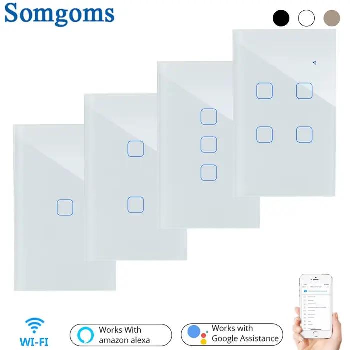 Interrupteur d'éclairage intelligent Wifi écran tactile en verre commande vocale interrupteur mural sans fil fonctionne avec Alexa Google Home pour maison moderne occasion spéciale