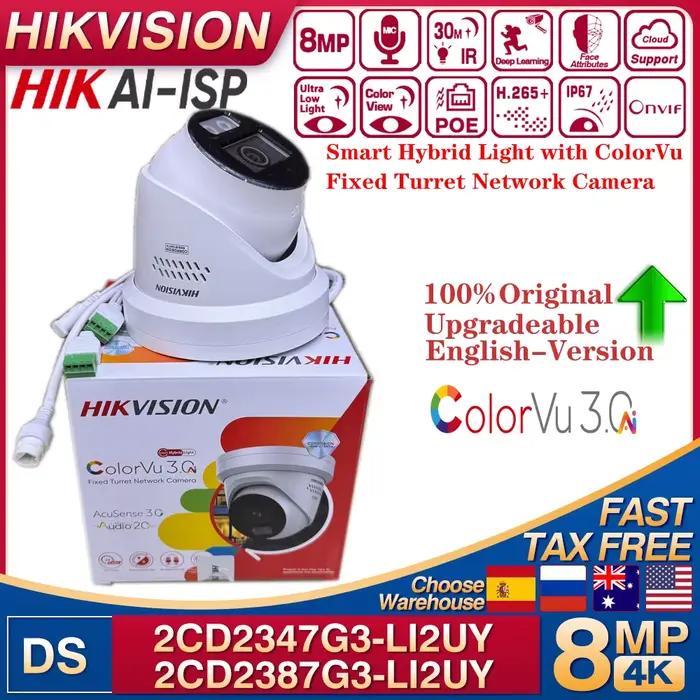 Hikvision – caméra réseau à tourelle fixe ColorVu, 4MP DS-2CD2347G3-LI2UY et 8MP DS-2CD2387G3-LI2UY,