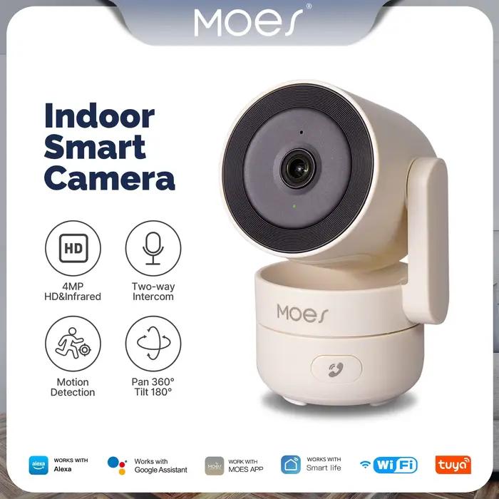 Caméra de sécurité intérieure intelligente MOES Tuya Wi-Fi 2.4G/Wi-Fi 6 avec suivi de mouvement et détection sonore