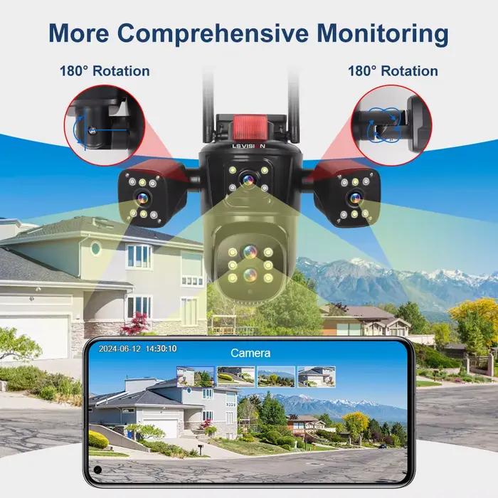 LS VISION 20MP Wifi Caméra de Surveillance 10X Zoom 4 * Écrans En Plein Air Sans Fil Caméras de Sécurité 10k Détection Humaine Suivi Automatique