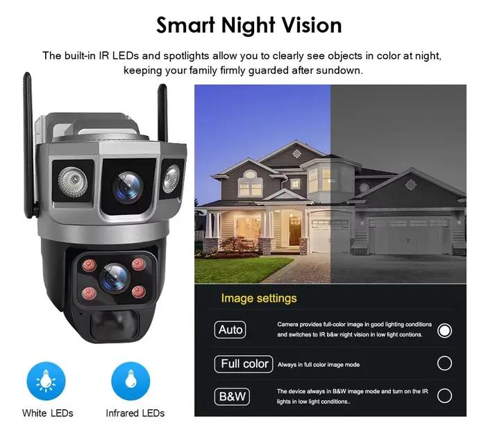 Caméra IP solaire 4G double objectif Wifi batterie intégrée extérieure caméras PTZ 12MP 10X Zoom système de sécurité