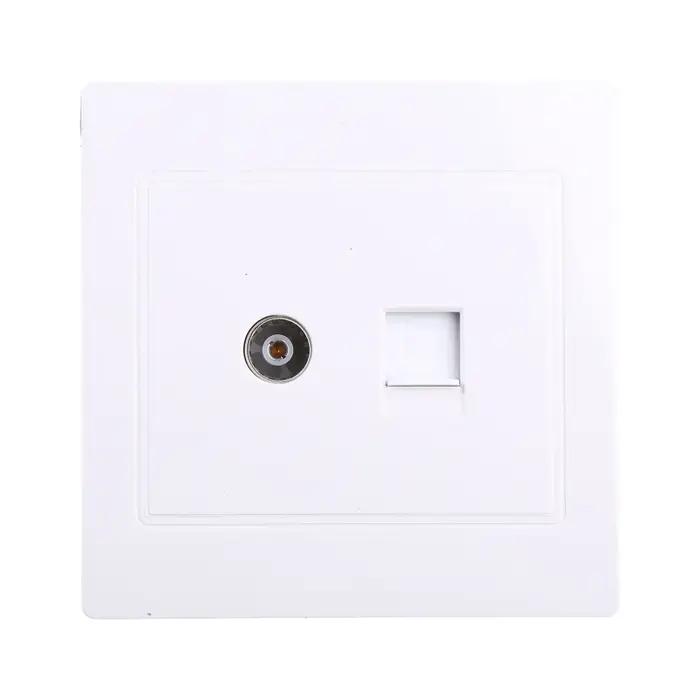 Adaptateur Internet RJ45 et Antennes TV Coaxiale Prise Plaque Frontale Blanc Design Élégant Amélioration Connexion Maison Occasions Spéciales
